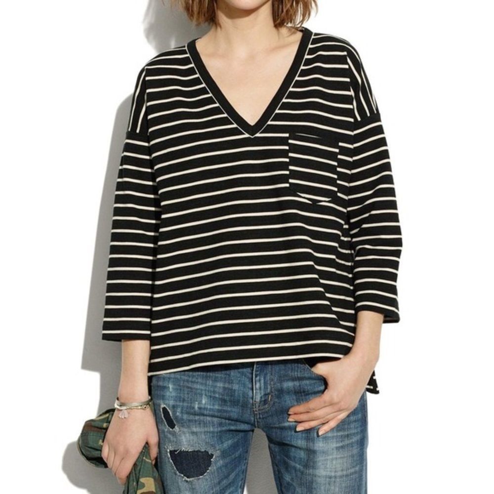 Madewell Black And White Striped Top